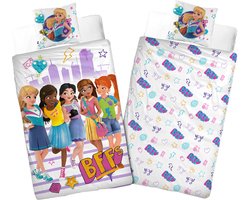 Lego Dekbedovertrek Gang - 140x200 - 100% Katoen - Wit - Dekbedovertrek kinderen