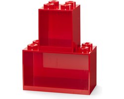 LEGO Iconic Brick Boekenplanken 4 + 8 Noppen - Set van 2 Stuks - Rood