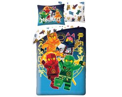 Lego Ninjago Dekbedovertrek, Mini-Fig - Eenpersoons - 140 x 200 + 70 x 90 cm - Polyester