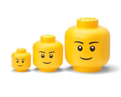 Lego - Opbergbox Hoofd Boy Set van 3 Stuks WebOnly Verpakking - Kunststof - Geel