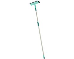 Leifheit raamwisser met borstel en telescoopsteel - 28 cm wisbreedte - 110-190 cm - Click System - turquoise - grijs