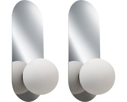 LEISI - Wandlampen set van 2 - Zilver - Opaalglas