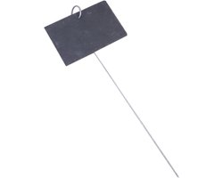 Leisteen Plantenlabel - Tuinetiket Bordje - Planten Identificeren - Steen met IJzeren Stang - 10 x 7 cm - Zwart