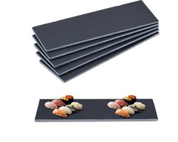 leisteen serveerplank - set van 6 - 30 x 10 cm - beschrijfbaar - antraciet