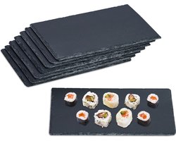 leisteen serveerplank - set van 8 - 26 x 16 cm - rechthoekig - hapjes - antraciet