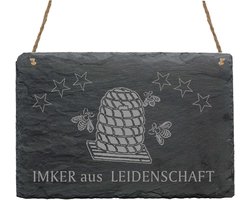 Leistenen decoratiebord - Bijenkorf bord - Huis en tuin - Handgemaakt uniek stuk - Natuursteen