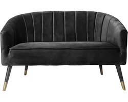 Leitmotiv Bank Royal - Velvet Zwart - 128x71x80cm - Scandinavisch