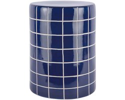 Leitmotiv Bijzettafel Retro Tiles High - Kobaltblauw - Ø33cm - Modern