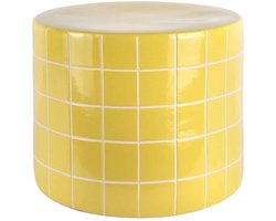 Leitmotiv Bijzettafel Retro Tiles Low - Goudgeel - Ø42cm - Modern