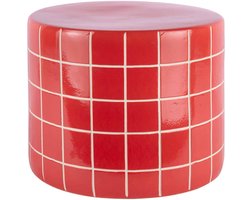 Leitmotiv Bijzettafel Retro Tiles Low - Helderrood - Ø42cm - Modern