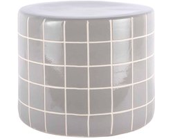 Leitmotiv Bijzettafel Retro Tiles Low - Lichtgrijs - Ø42cm - Modern