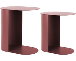 Leitmotiv - Bijzettafel Set Riqueza Oval - Rood - 30x45x48 cm