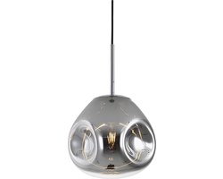 Leitmotiv Hanglamp Blown Glass - Chroom - Small - 25x22cm - Scandinavisch - Hanglampen Eetkamer, Slaapkamer, Woonkamer