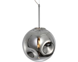 Leitmotiv Hanglamp Blown Glass - Rond Chroom - Ø30cm - Scandinavisch - Hanglampen Eetkamer, Slaapkamer, Woonkamer