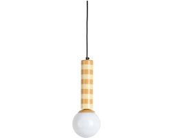 Leitmotiv Hanglamp Rayado - Geel - 12x12x38cm - Modern - Hanglampen Eetkamer, Slaapkamer, Woonkamer