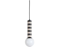 Leitmotiv Hanglamp Rayado - Grijs - 12x12x38cm - Modern - Hanglampen Eetkamer, Slaapkamer, Woonkamer