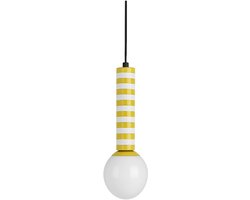 Leitmotiv Hanglamp Rayado Retro - Goudgeel - 12x12x38cm - Modern - Hanglampen Eetkamer, Slaapkamer, Woonkamer