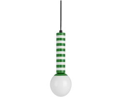 Leitmotiv Hanglamp Rayado Retro - Groen - 12x12x38cm - Modern - Hanglampen Eetkamer, Slaapkamer, Woonkamer