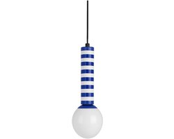 Leitmotiv Hanglamp Rayado Retro - Kobaltblauw - 12x12x38cm - Modern - Hanglampen Eetkamer, Slaapkamer, Woonkamer