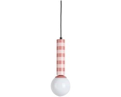 Leitmotiv Hanglamp Rayado - Roze - 12x12x38cm - Modern - Hanglampen Eetkamer, Slaapkamer, Woonkamer