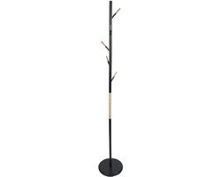 Leitmotiv Kapstok Fushion - Zwart met rubber, hout - 177x28cm - Scandinavisch