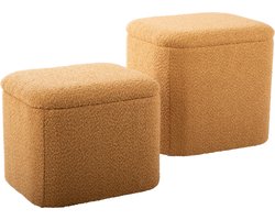 Leitmotiv Poef Ada Storage - Geel - 41x35x41cm - Scandinavisch