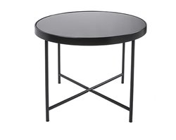 Leitmotiv Salontafel Smooth - Mat Zwart, Zwart glas top - 60x46cm - Scandinavisch