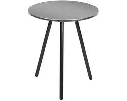 Leitmotiv Side table Disc - Staal Geborsteld Nikkel, Zwarte poten - 42x47cm - Scandinavisch