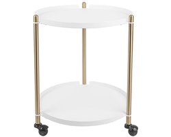 Leitmotiv Side table Thrill - Staal Goud, Wit - 42,5x52cm - Scandinavisch