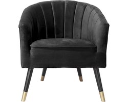 Leitmotiv Stoel Royal - Velvet Zwart - 70x71x80cm - Scandinavisch - Woonkamer - Slaapkamer