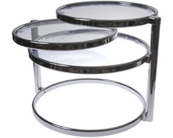 Leitmotiv Tafel Swivel Double - Glas met Staal, Chroom - 48x58x50cm - Scandinavisch