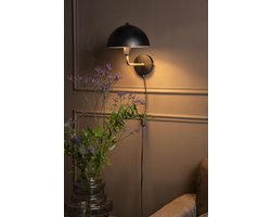 Leitmotiv Wandlamp Bonnet - Metaal Mat Zwart - Ø20x18cm - Binnen Modern