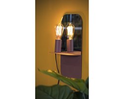 Leitmotiv Wandlamp Plate - IJzer Mat Bruin, incl. Spiegel - 45x24x12cm