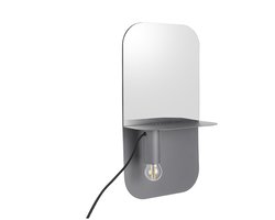 Leitmotiv Wandlamp Plate - IJzer Mat Grijs, incl. Spiegel - 45x24x12cm