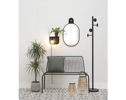 Leitmotiv Wandlamp Plate - IJzer Mat Zwart, incl. Spiegel - 45x24x12cm