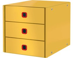 Leitz Cosy Click & Store Kartonnen A4 Ladekast met 3 Laden - 81% Gerecycled Karton - 28.6 x 28.2 x 35.8 Cm(BxHxD) - Opvouwbare Sorteerdoos - Warm Geel