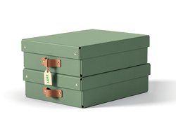 Leitz Puro Middelgrote Lage Opbergdoos met Deksel - Set van 2 - 8L - 100% Gerecycled Karton - Groen