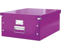 Leitz WOW Click & Store Grote Opbergdoos - 85% Gerecycled Karton - Voor A3 Formaten - 36.9 x 48.2 cm (BxD) - Paars