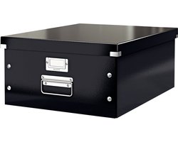 Leitz WOW Click & Store Grote Opbergdoos - 85% Gerecycled Karton - Voor A3 Formaten - 36.9 x 48.2 cm (BxD) - Zwart