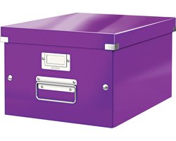 Leitz WOW Click & Store Middelgrote Kartonnen Opbergdoos - 85% Gerecycled Karton - 28.1 x 37 Cm (BxD) - Voor A4 Formaten - Ideaal voor Kantoor En Thuiswerken - Paars