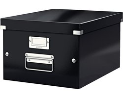 Leitz WOW Click & Store Middelgrote Kartonnen Opbergdoos - 85% Gerecycled Karton - 28.1 x 37 Cm (BxD) - Voor A4 Formaten - Ideaal voor Kantoor En Thuiswerken - Zwart