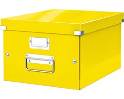 Leitz WOW Click & Store Middelgrote Opbergdoos - 85% Gerecycled Karton - 28.1 x 37 Cm (BxD) - Voor A4 Formaten - Ideaal voor Kantoor en Thuiswerken - Geel