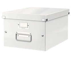 Leitz WOW Click & Store Middelgrote Opbergdoos - 85% Gerecycled Karton - 28.1 x 37 Cm (BxD) - Voor A4 Formaten - Ideaal voor Kantoor En Thuiswerken - Wit