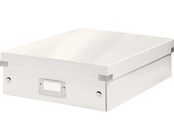 Leitz Wow Click & Store Middelgrote Opbergdoos - 85% Gerecycled Karton - Ruimtebesparende Sorteerdoos met Vakjes - 28.1 x 10 x 37 Cm (BxHxD) - Wit