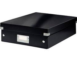 Leitz Wow Click & Store Middelgrote Opbergdoos - 85% Gerecycled Karton - Ruimtebesparende Sorteerdoos met Vakjes - 28.1 x 10 x 37 Cm (BxHxD) - Zwart