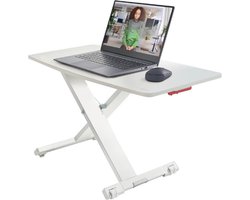 Leitz Zit Sta Bureau Verhoger Met Schuiflade - In Hoogte Verstelbaar - 70 X 35 Cm - Wit En Grijs - Compact Ergonomisch Werkstation Voor Laptop En Monitor