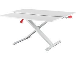 Leitz Zit/Sta Bureau met Schuiflade - in Hoogte Verstelbare Bureauverhoger voor Computerschermen, Monitors en Laptops - 800 x 350mm - Wit/Grijs