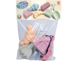 Lekkernijen Zandvormen met Schep en Hark, 6dlg.