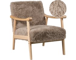 LEKNES - Fauteuil - Taupe - Kunstbont