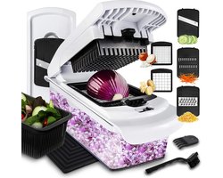 Lekro Groentesnijder met Glazen Ovenschaal - Mandoline Keukensnijder - Groentensnijder Multifunctioneel - Uiensnijder - Anti-slip mat - Glas & RSV - 12-delig